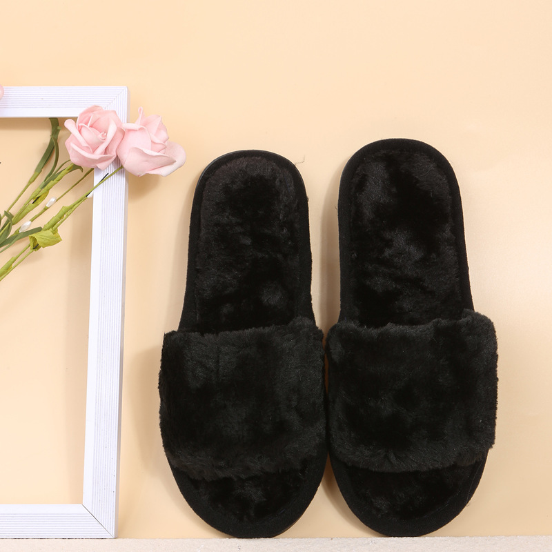 Velvet Plush Open-Toe Closed-Toe Autumn Indoor Lightweight Cushioned Memory Foam Breathable Indoor Shoes House Shoes_voghion.com