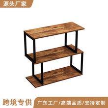 跨境专供复古工业风铁木易组装金属框架书柜客厅储物架