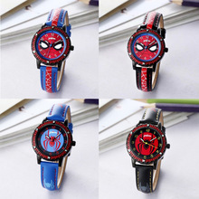 儿童卡通手表男孩小学生漫威蜘蛛侠防水石英手表夜光指针男童表