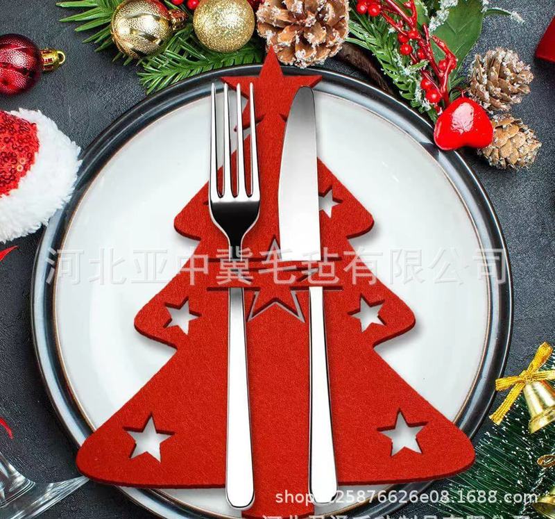 国境を越えた現物フェルトクリスマスナイフフォーク袋食器包装袋クリスマス食器コースタークリスマス装飾品|undefined