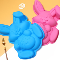 工廠創意大號復活節兔子模具食品級硅膠烘焙模具耐高溫易脫模