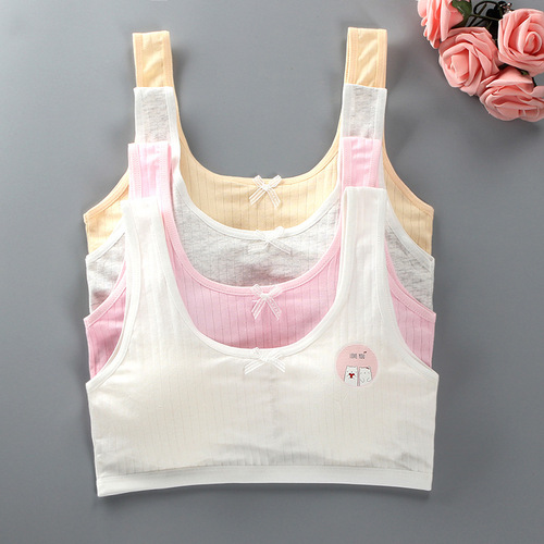 Girls' bra development period small vest printed junior high school students with inserts children's tube top 9 students 12-14 years old underwear