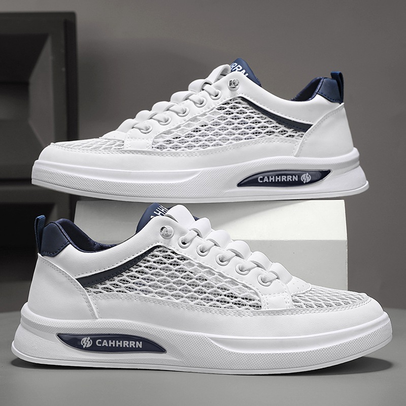 Zapatillas de deporte zapatos de hombre de primavera y verano 2025 nuevo estilo malla transpirable zapatos blancos estudiantes adolescentes zapatos casuales de moda hombres