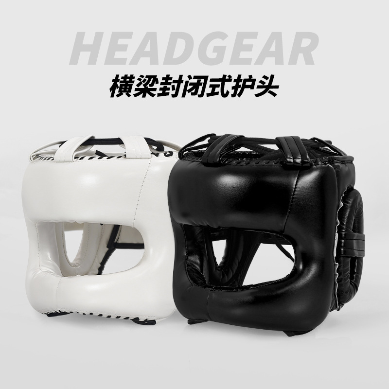 Boxing head guard with nose protection, fully enclosed protective gear for adults and children, suitable for actual combat competitions and training, martial arts helmet