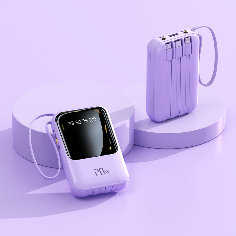 国境を越えた卸売、カスタマイズされたロゴ付きの有線パワーバンク 20000 mAh 大容量ポータブル パワーバンクギフトを提供|undefined