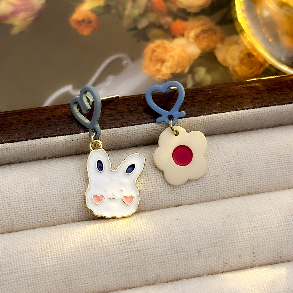 Clips de oreja de conejo de oso vidriado coreano sin orejas perforadas e indoloras pendientes de flores de alta calidad Accesorios de oreja frescos simples para mujer