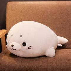 呆萌可愛羽絨棉趴姿海豹玩具抱枕毛絨軟體長條枕頭海獅大娃娃禮物