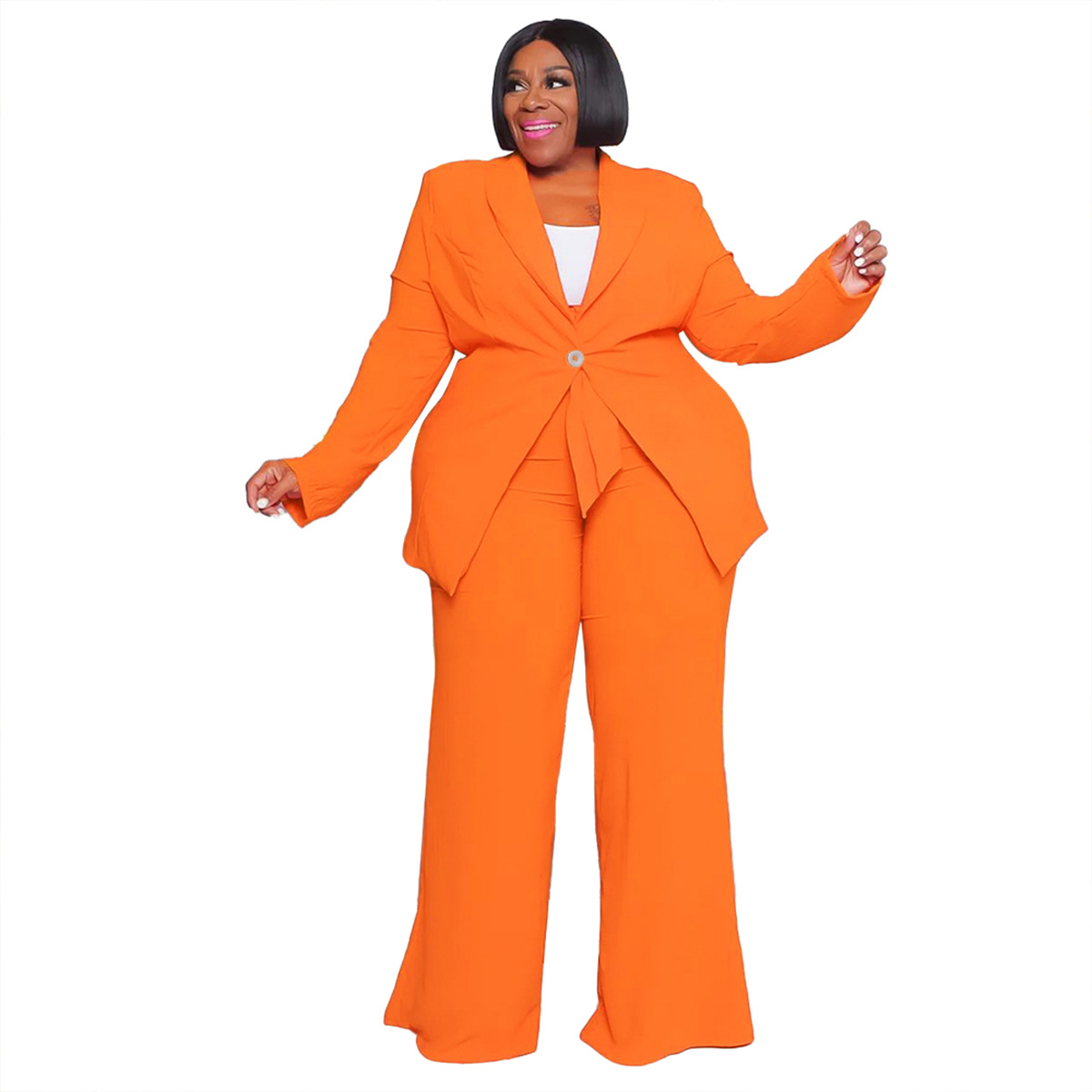 581g Weight Long Sleeve Sleeve Length Spandex, Polyester, knit Fabric Type Pant Co-ord Set Sets Type 2 Pieces Set Quantity Daily Occasion Turndown Neckline Regular Fit Fit Type Solid Color Pattern Summer, Spring Season Women's Gender Elegant Style Daily Women's Elegant Solid Color Spandex Polyester Knit Pant Co-ord Set Plus Size Two-piece Sets 19