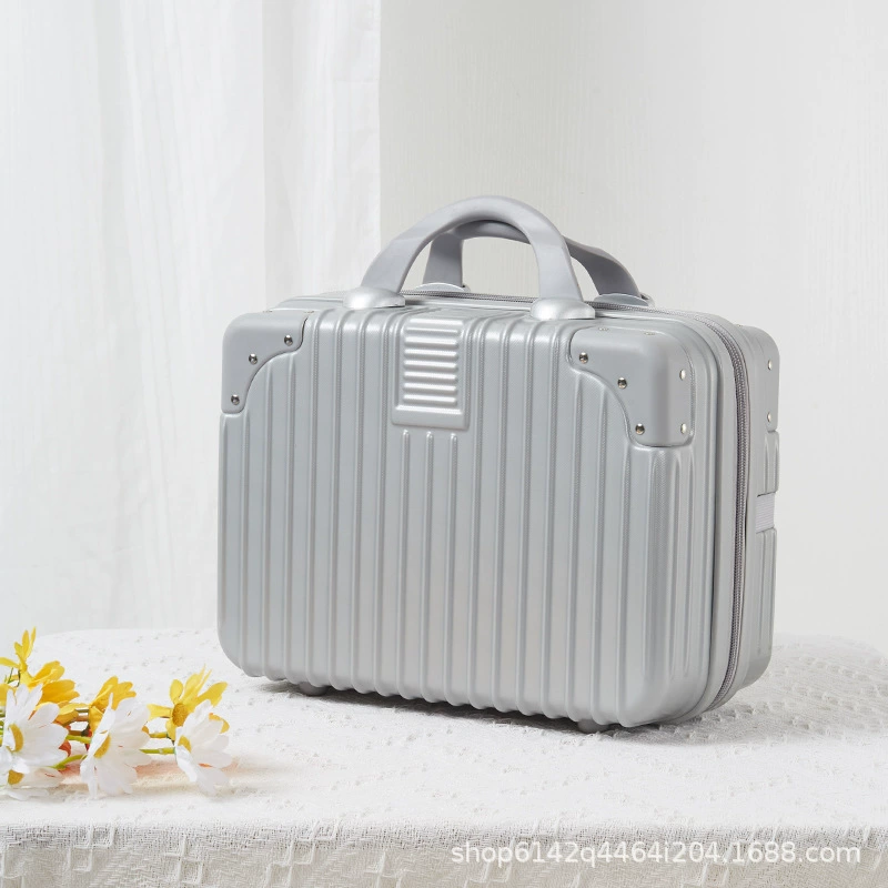 Handheld cosmetic storage box 14-inch suitcase, partitioned interior and portable handle