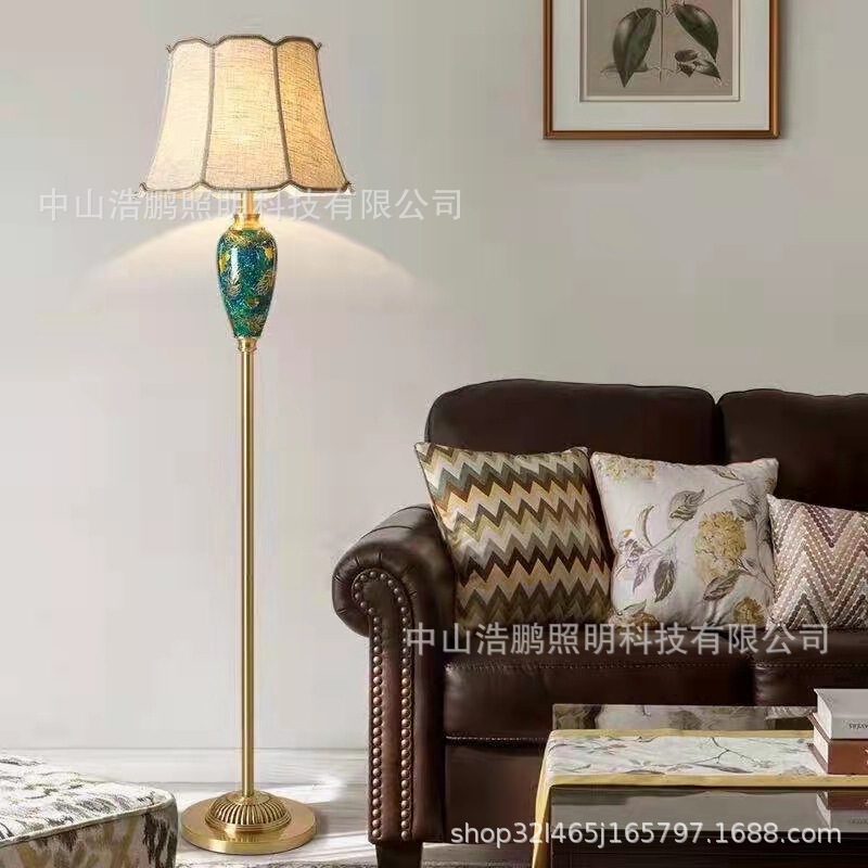 New Chinese-style ceramic floor lamp, modern living room, sofa, bedroom, hotel, office desk decorative standing lamp wholesale