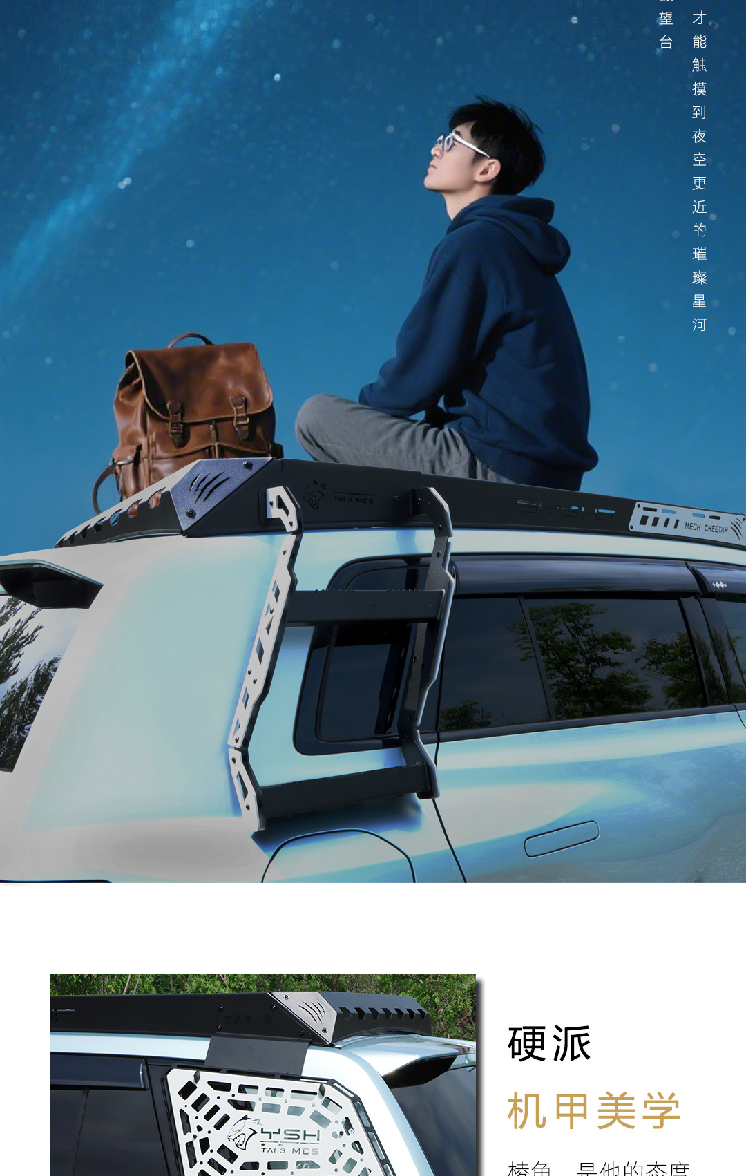 Suitable for Leopard Titanium 3 Black Panther Series Roof Rack Modification Expansion Platform Side Ladder Side Armor