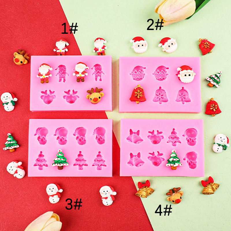 Navidad serie muñeco de nieve árbol de Navidad de dibujos animados accesorios molde de silicona de resina epoxi fondant decoración de chocolate para hornear