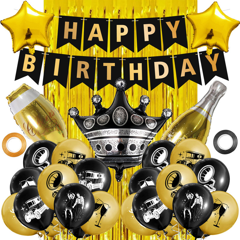 Black Gold 20 s Birthday Balloon Retro Jazz Music Party 1920 Theme Birthday Decoration Supplies Black Gold 20 s Birthday Balloon Retro Jazz Music Party 1920 Theme Birthday Decoration Supplies