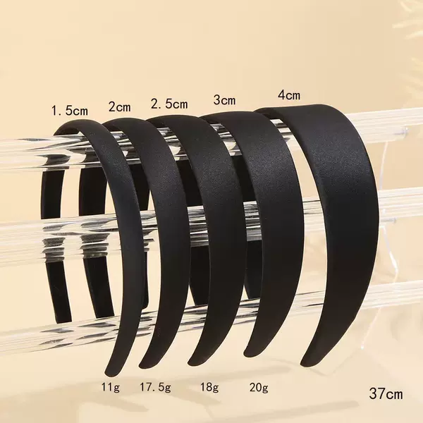 in stock black satin DIY headband accessories solid color handmade non-slip headband children women's all-inclusive hair accessories material