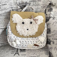 原创复古小众春夏出游包包y2k碎花毛绒书包狗狗通勤背包双肩包