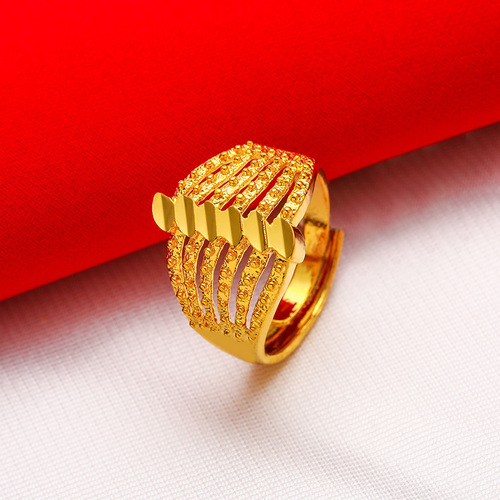 Wholesale imitation gold Vietnamese sand gold ring open gold ring female gold plated female ring live delivery wholesale