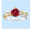 Fashionable two-color ring for St. Valentine's Day, simple and elegant design