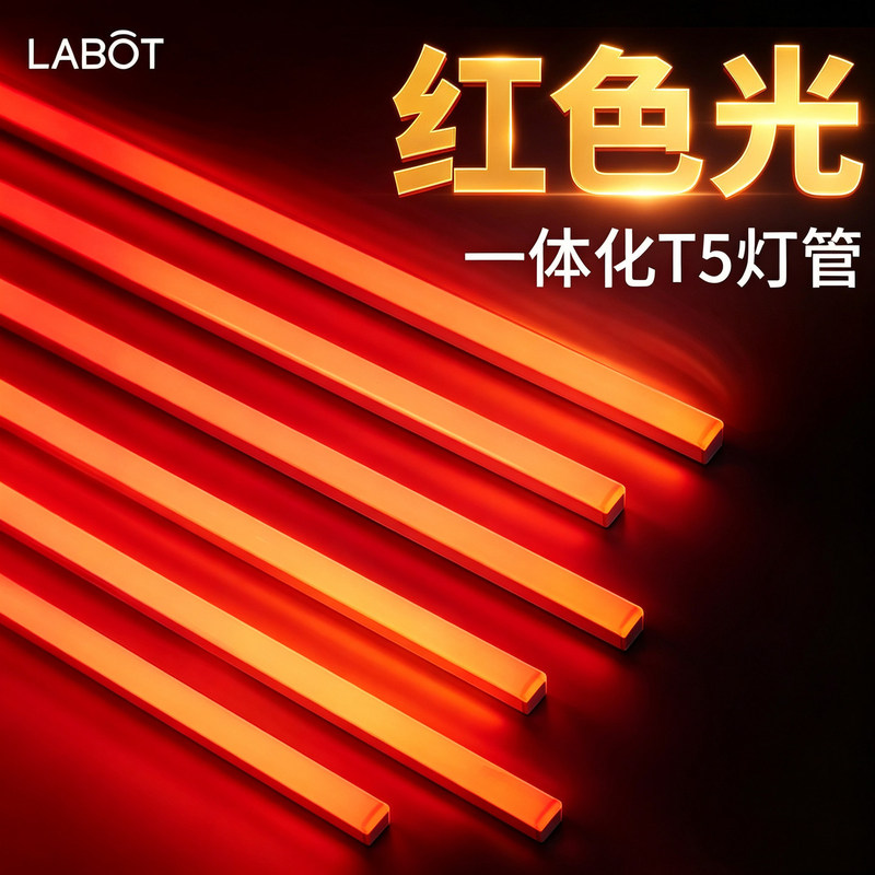 LED red light tube, red light T5 integrated fluorescent lamp, festive holiday bar KTV decoration, colorful light tube light strip