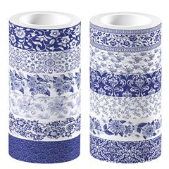 Zh 36青花磁器中国風磁器透明リールステッカーと紙テープDIY手帳素材