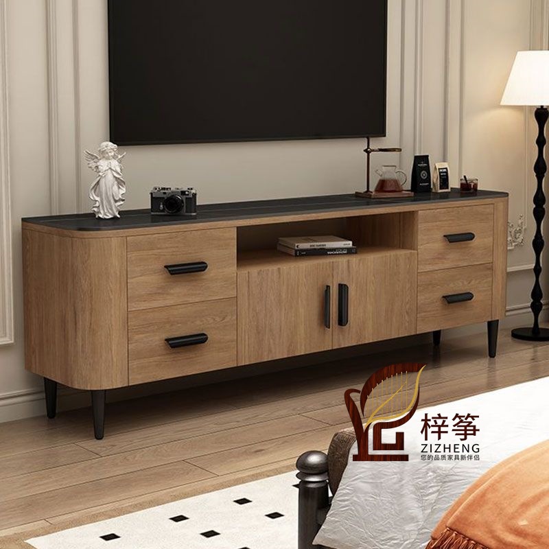 Solid Wood Retro Tv Cabinet Living Room Coffee Table Storage Cabinet Home Simple Large Capacity Small Apartment Tv Combination Cabinet