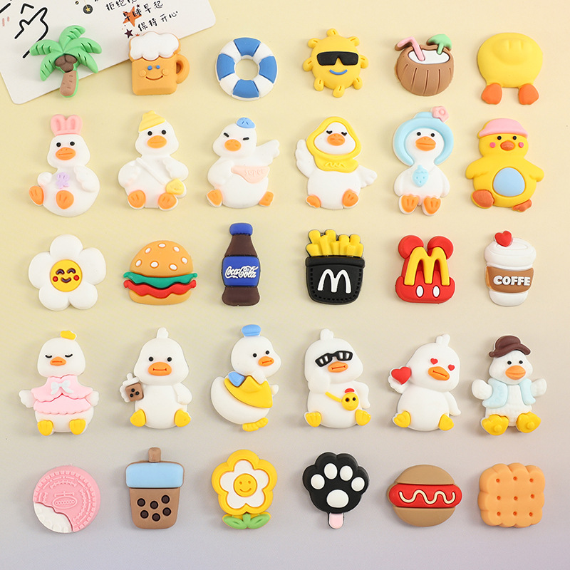 呆萌可爱鸭鸭软胶配件DIY饰品奶油胶手机壳水杯头绳发夹装饰贴片