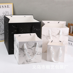 in stock Flowers Square Gift Bag Paper Bag Accompanying Gift Solid Color High-end Sense Bag Holiday Simple Gift Tote Bag