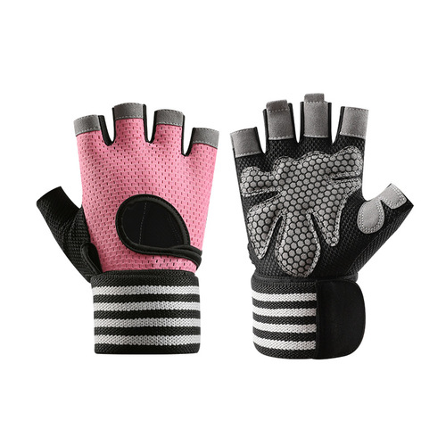 Men's breathable anti-slip wrist protection gym weightlifting dumbbell women's half-finger sports outdoor cycling fitness gloves