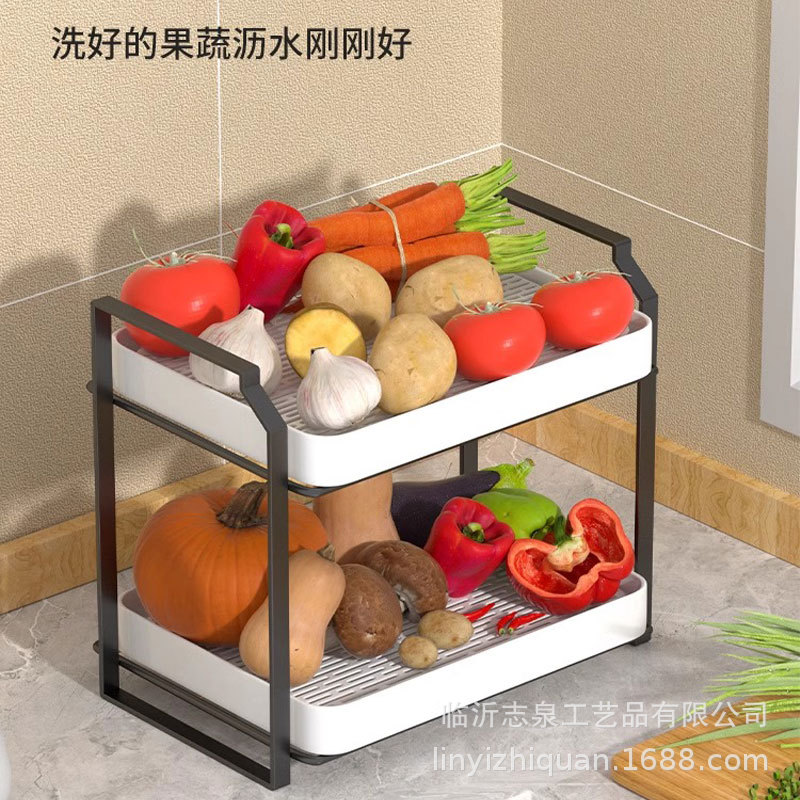 Estante de almacenamiento de drenaje de doble capa dormitorio sala de estar artículos diversos estante de almacenamiento de escritorio cocina taza de agua estante de almacenamiento de organización de frutas