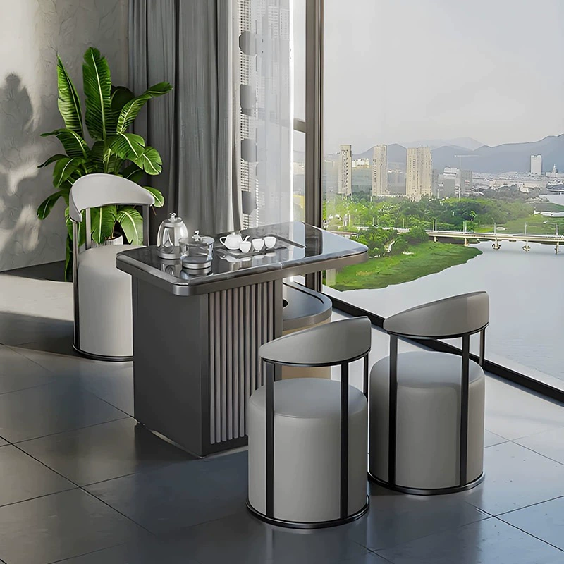 2025 новая модель для дома, небольшой квартиры, гостиной, балкона, чайный столик, комбинация чайного столика и стула, современный простой журнальный столик из суперкристаллического камня