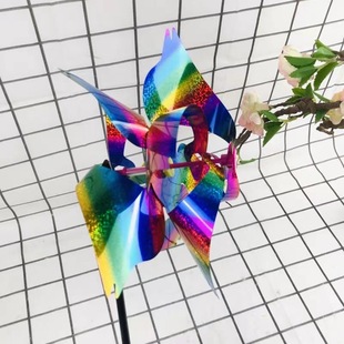 Rainbow Windmill Toys Real Estate Mall Decoration Kindergarten Outdoor Plastic Rainbow Small Windmill Wholesale
