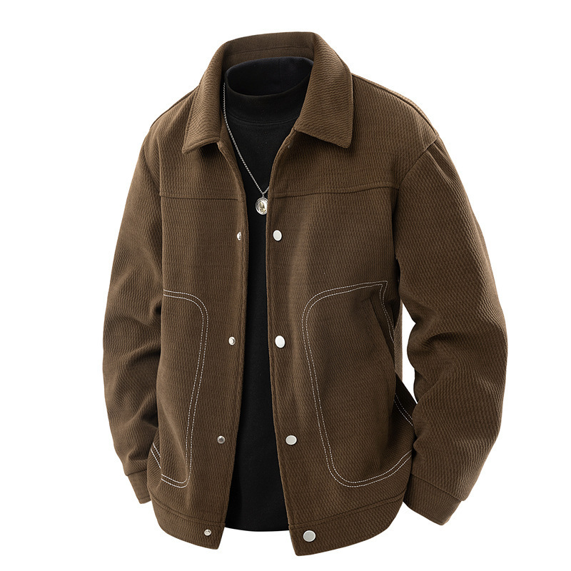 2025 New Style Jacket Men's Lapel Business Casual All-match Loose Fashion Simple Comfortable Wide Style Mid-green