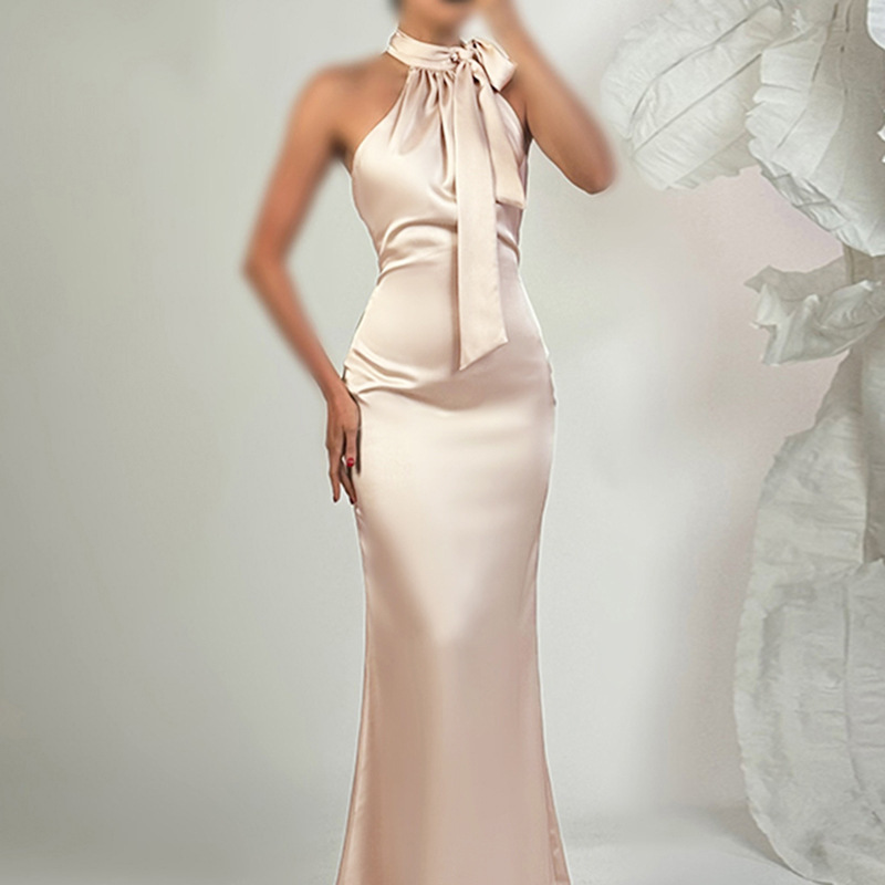 Xm25040Pfo Amazon's New Evening Dress, Elegant Halterneck, Backless Banquet Long Dress, Fishtail Skirt