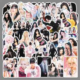 50张aespa贴纸韩团NINGNING精美女团明星周边手账装饰行李箱贴纸