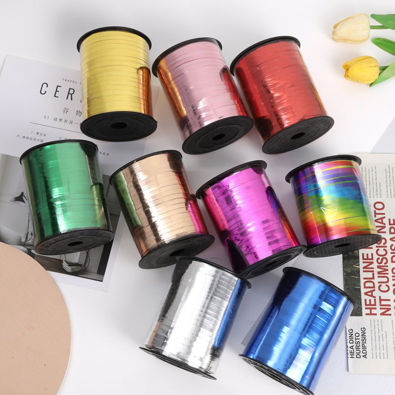 Decoración de fiesta de boda transfronteriza 500 yardas superficie brillante ajuste globo cinta cumpleaños bandera cordón