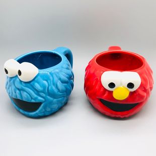 Japanese Cute Sesame Street Couple Pair Cup Cartoon Mug Aimo Water Cup Large Capacity Cup Milk Cup