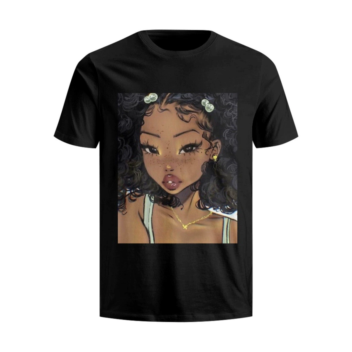 Новые трансграничные товары могут быть отправлены напрямую в США. Модные футболки с черно-белым принтом в стиле черной девушки.