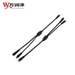M8迷你5芯连接线一分二2芯3芯插头公母Y型连接防水线直插1拖2线束