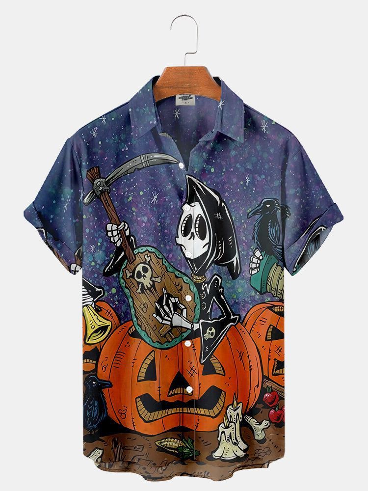 Serie Camisas estampadas Fabricantes de Halloween para hombres Hawaii Halloween Source Station Camisas digitales para hombres transfronterizos 3D