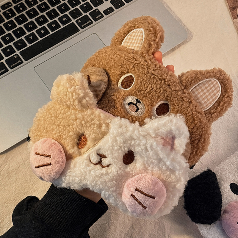 女性用のかわいいぬいぐるみアイマスク、睡眠用、遮光、目の疲れを和らげ、目の保護、睡眠、学生の昼休み専用|undefined