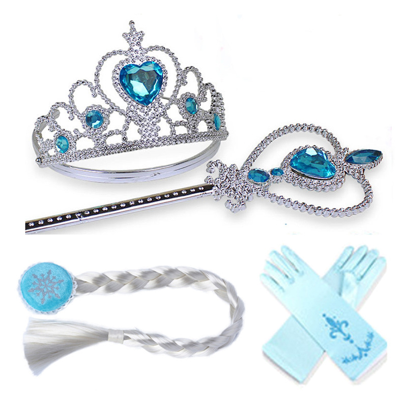 Blue magic wand with pigtail, gloves, set, 4 piece set