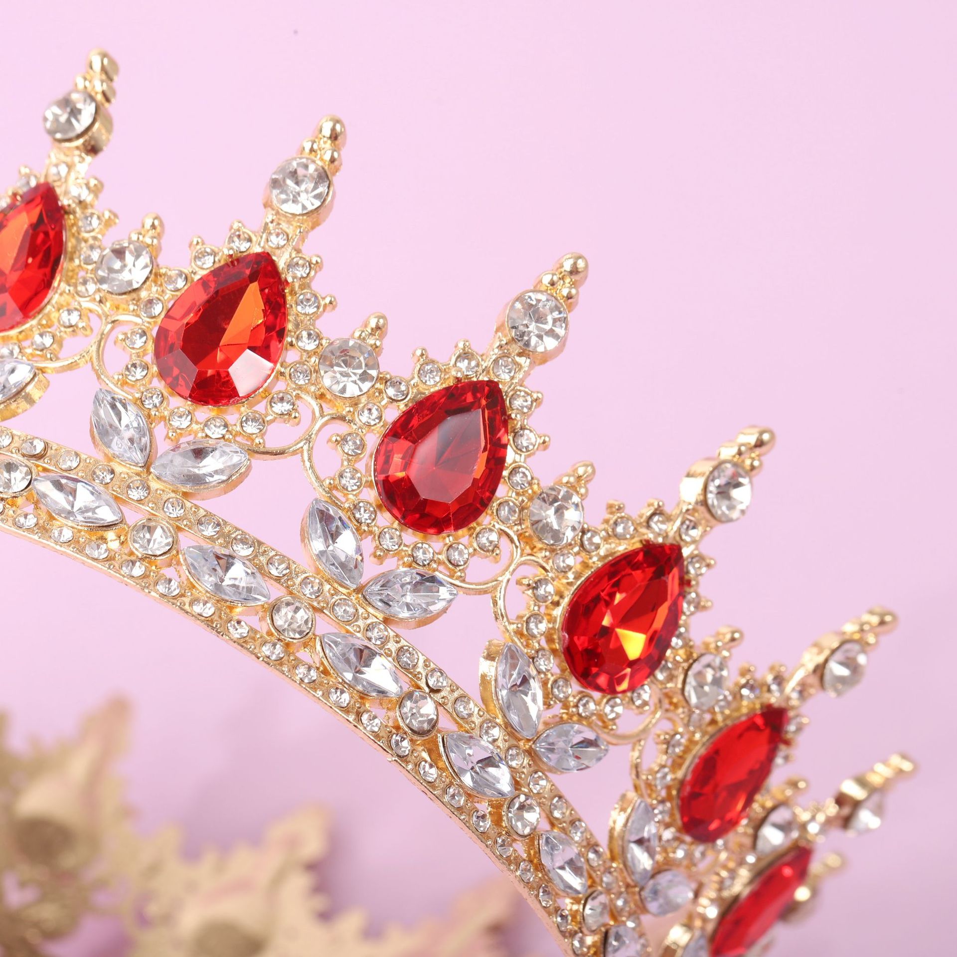 Europa y Estados Unidos cabeza de corona de novia barroca colorida de cristal peinado noble temperamento reina corona de fénix