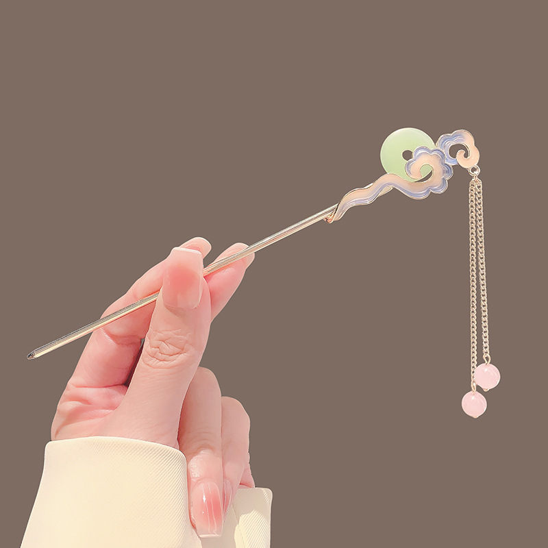 Horquilla de abanico nuevo estilo chino retro de alta gama placa de metal horquilla de pelo Hanfu cheongsam horquilla horquilla accesorios para el cabello femenino