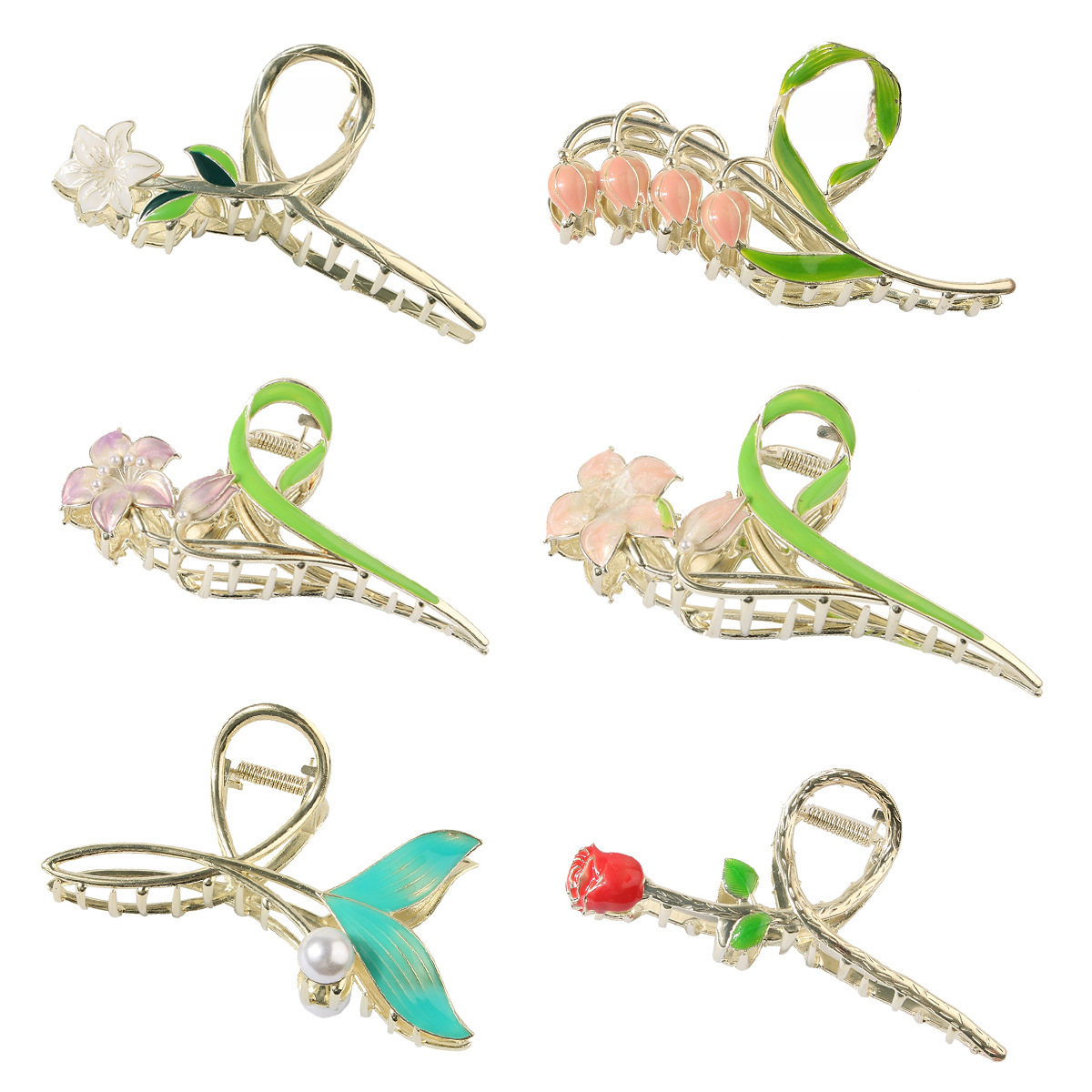 forcina per capelli stile coreano fermaglio per capelli tulipano semplice fermaglio per squalo in metallo fermaglio per capelli in lega tuttofare all'ingrosso_voghion.com