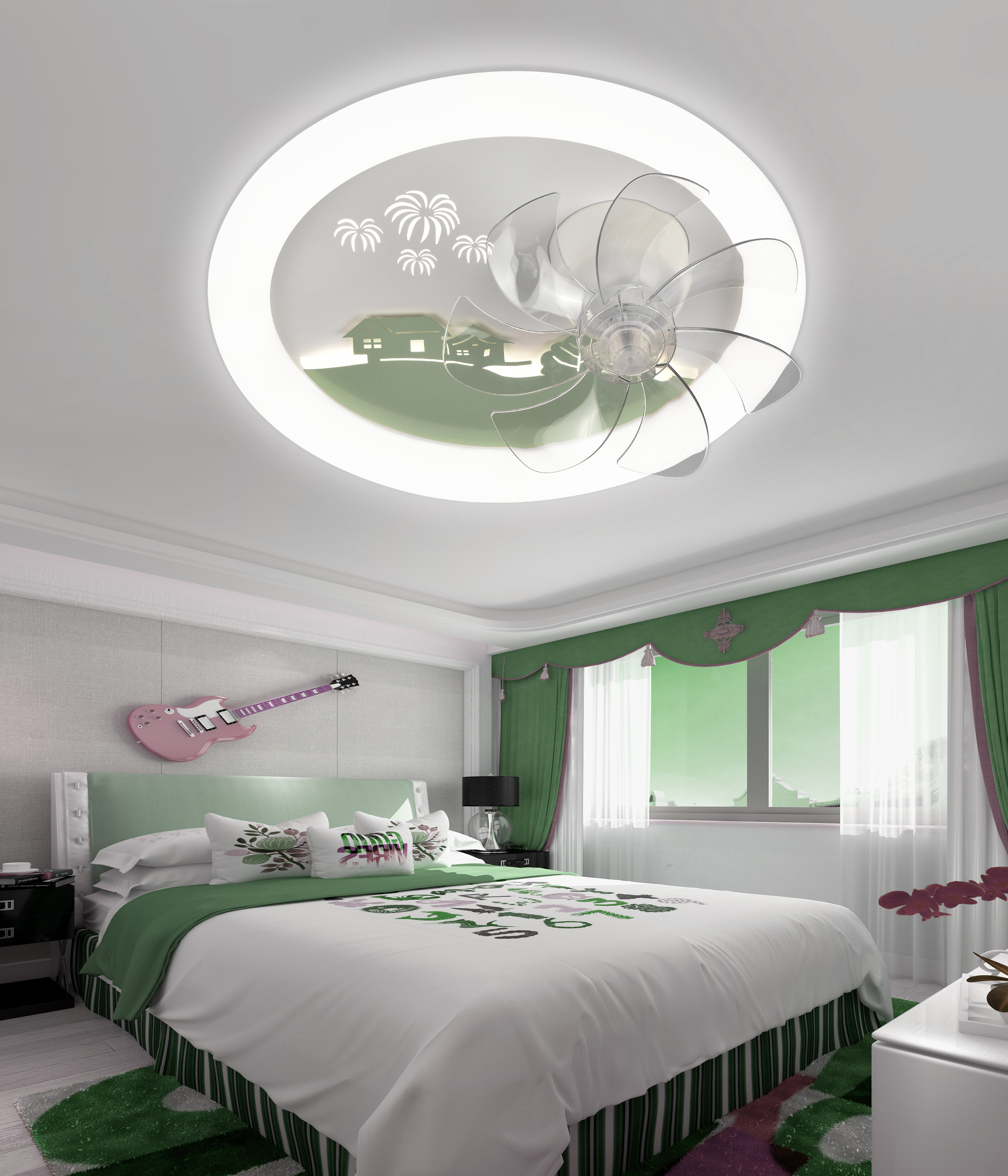 Green Fireworks Diámetro 50cm Control remoto Soporte Tmall Voice