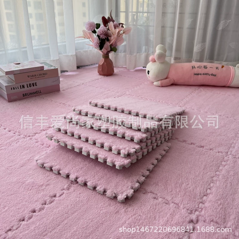 Плюшевые клетчатые пенопластовые плитки для пола 30x30x0.6 см для спальни/гостиной, противоскользящие, легкий уход