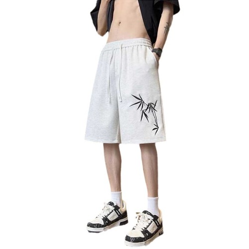 New Chinese-style Men's Summer National Trend Instagram-Worthy Bamboo-Print Cropped Pants | Loose-Fit, Straight-Leg Chinese-Style Trousers – Trendy Design