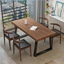 网红北欧现代家用餐桌椅组合饭桌铁艺实木餐桌休闲咖啡桌家用小户