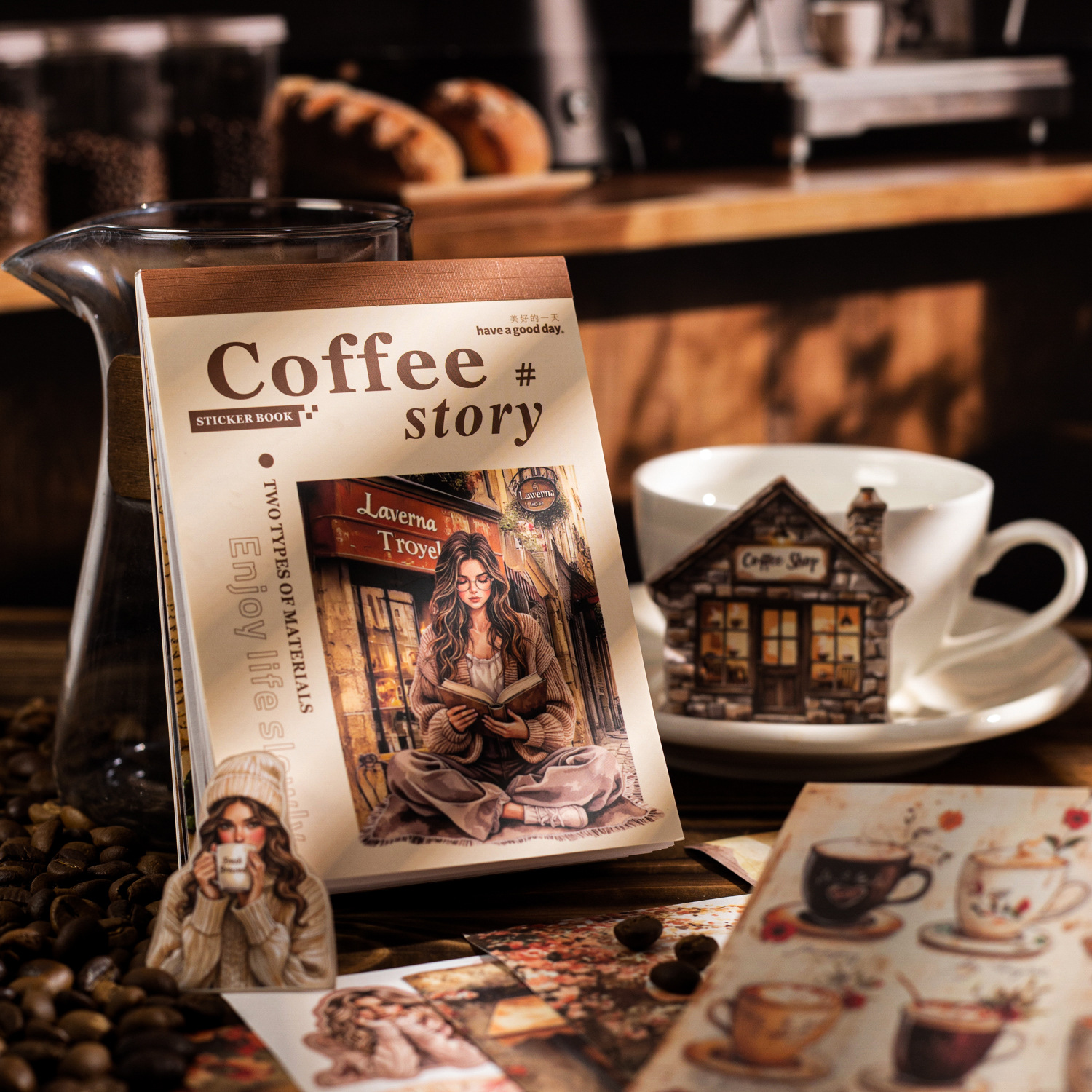 Good Day Sticker Book Cafe Story Series Coffee Themed Pocket Collage…