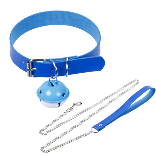 New sexy accessories big bell collar sexy pu leather neck ring sexy maid style traction chain necklace