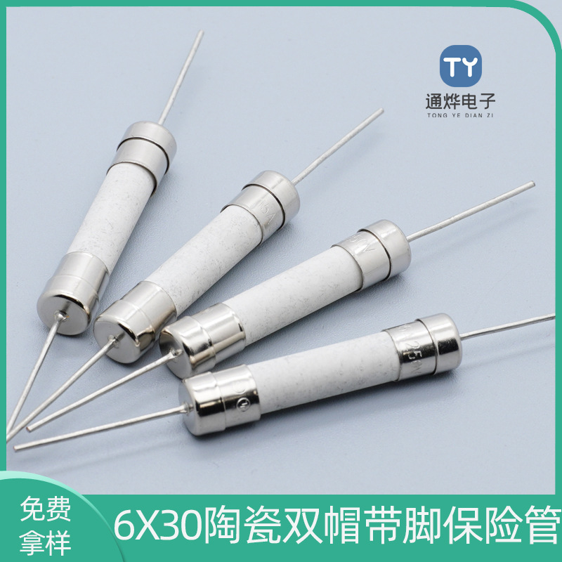 6X30 セラミックダブルキャップヒューズチューブ、足付き、高速切断 10A15A20A25A30A 250V|undefined